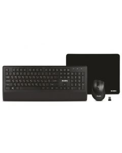 Wireless Keyboard & Mouse & Mouse Pad SVEN KB-C3800W, Multimedia, Palm rest,2.4Ghz, 1xAA/1xAA, Black